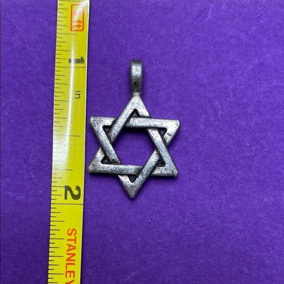 💛 Vintage Silver Tone Star of David Pendant - Picture 3 of 4
